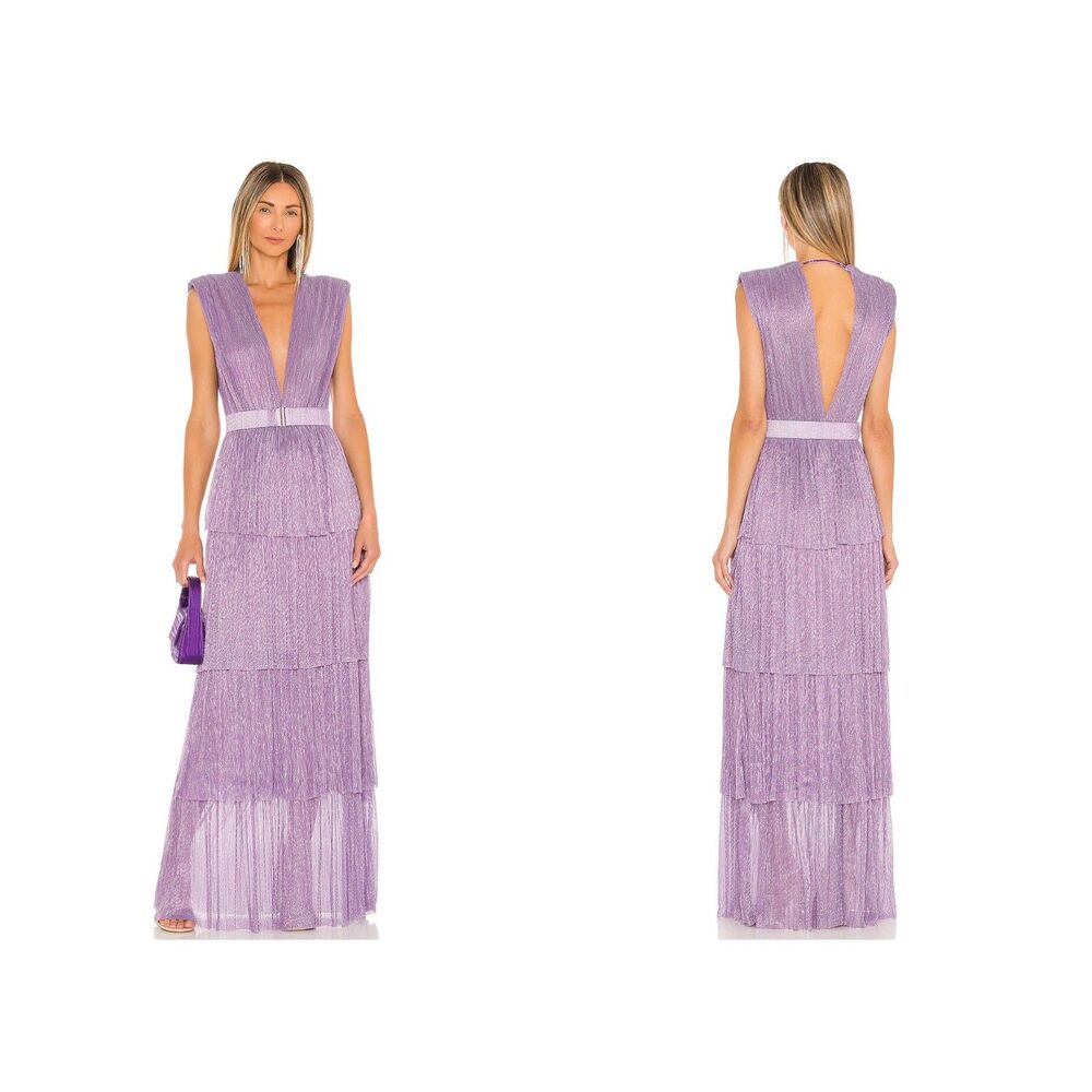 NWT Sabina Musayev Skylar Gown in Light Purple Size Medium with Belt